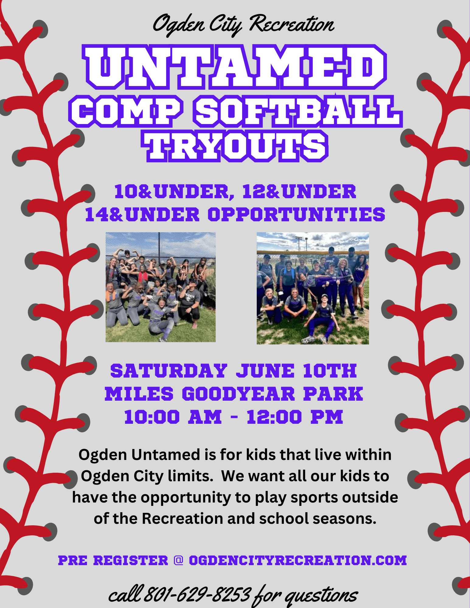 Untamed Softball Tryouts Flyer