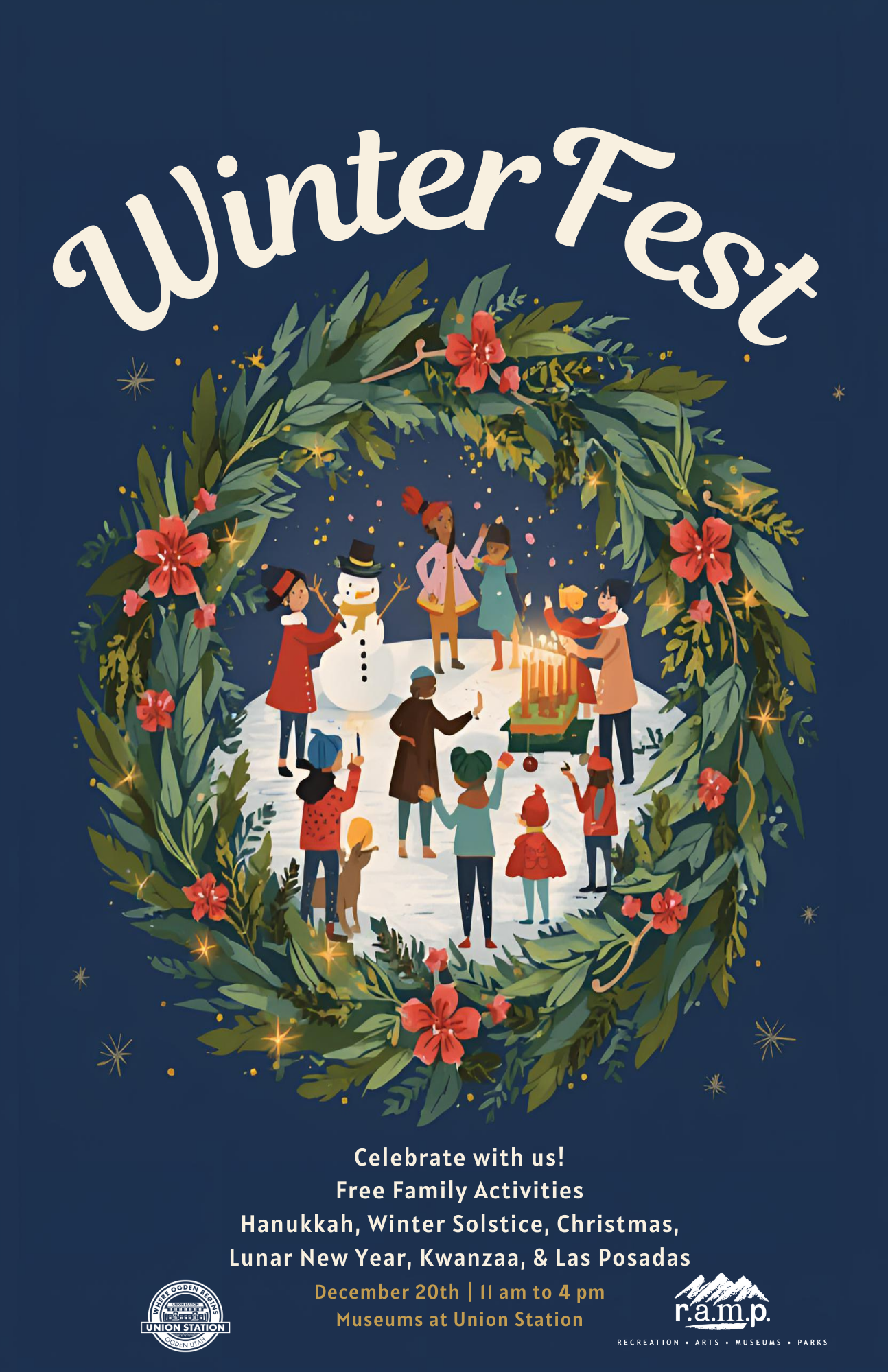 Inviting WinterFest Poster with Hand-Painted Wreath