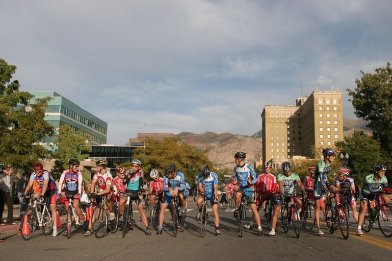 Cyclists on bikes on a road
